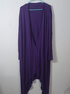 Purple Women's Open-Front Drape Tunic